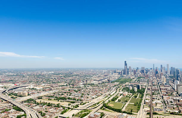 istock Chicago skyline aerial view 492527147