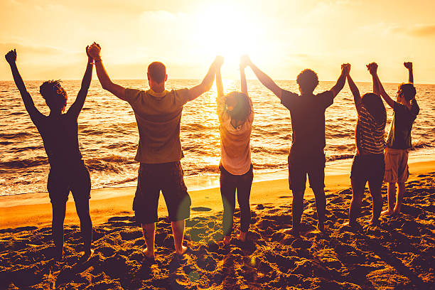 istock Group of friends on the beach 492527393