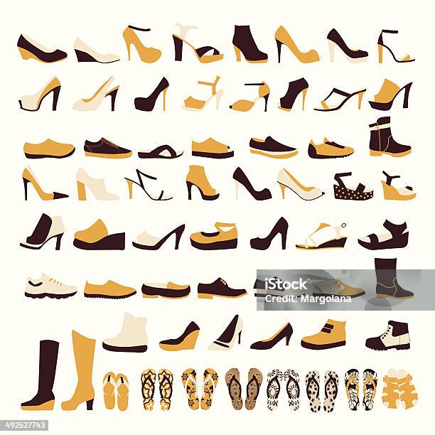 Ensemble Dicônes Dhommes Et De Chaussures Femmes Vecteurs libres de droits et plus d'images vectorielles de Chaussures - Chaussures, Talons hauts, Chaussures de randonnée