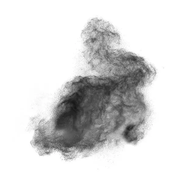 Photo of Black powder explosion isolated on white