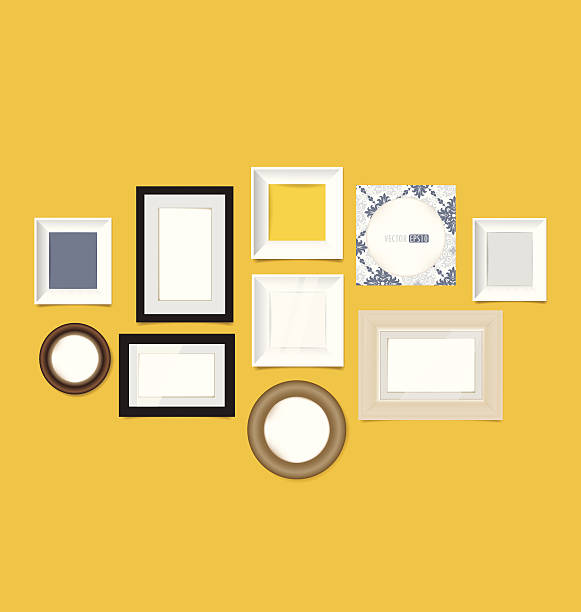 istock Picture frames, photo art gallery on vintage wall. Vector EPS10 492530157