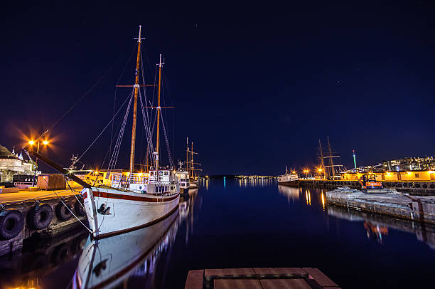 Harbour by night stock photo