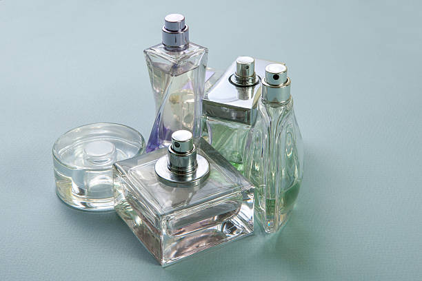 istock Multicolored perfumes in bottles of different shapes 492531591