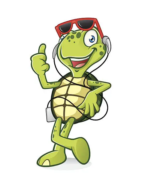 Vector illustration of Turtle with Earphone