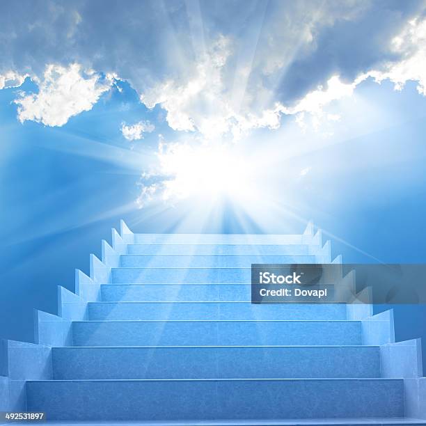 Stairs In The Sky Stock Photo - Download Image Now - Heaven, Staircase, Steps