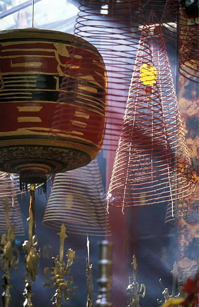 A traditional temple in the city of Cantho in the Mekong Delta in the south of Vietnam in South East Asia.