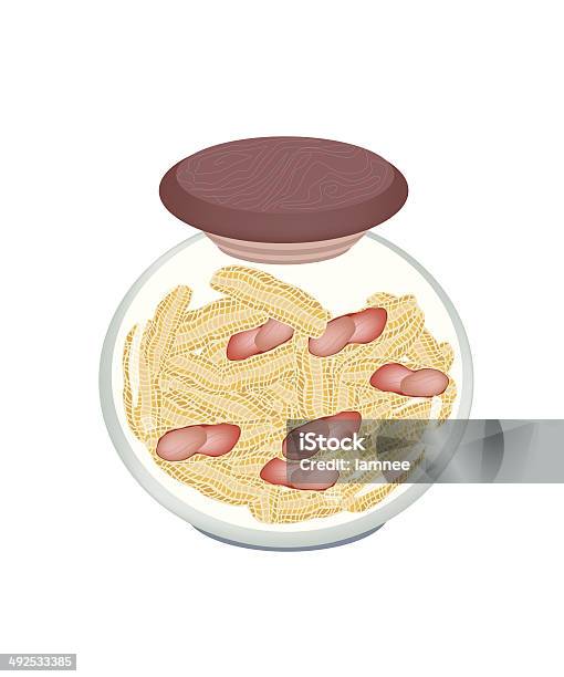 Jar Of Peanut Pods On White Background Stock Illustration - Download Image Now - Appetizer, Arachis, Bean