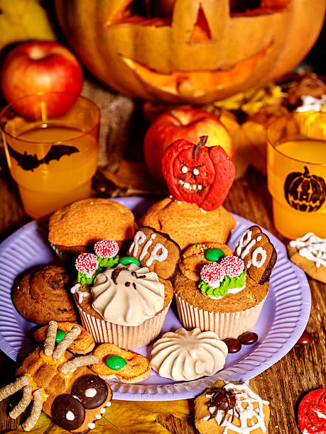 istock Halloween table with trick or treat 492537862