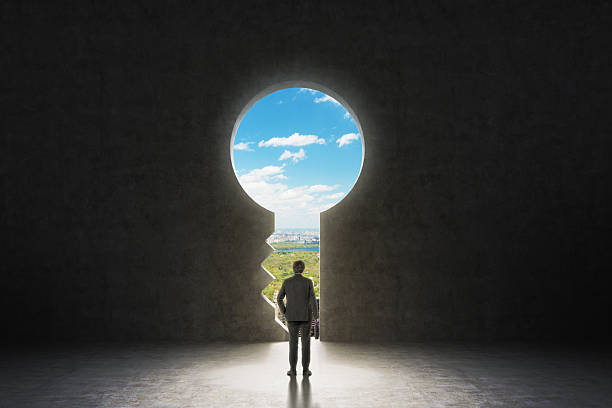 istock keyhole in the concrete wall 492538180