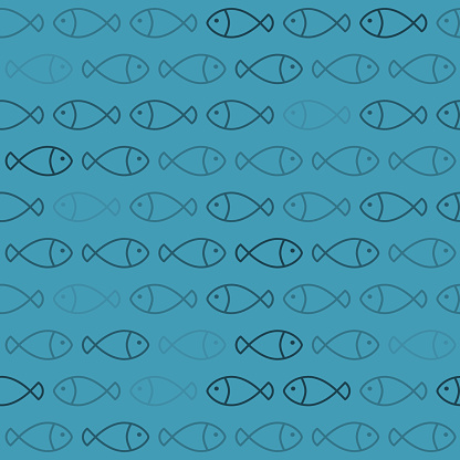 Light Color Fish Patterns Light And Dark Blue Fish Pattern On Blue Background Stock Illustration ...