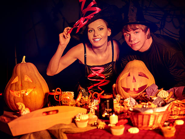 istock Couple on Halloween party 492538650