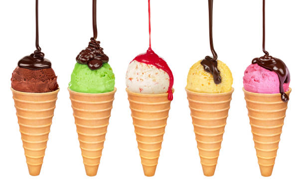 istock chocolate and jam pours ice cream 492540978