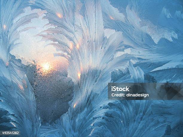 Ice Pattern And Sun Stock Photo - Download Image Now - Winter, Frost, Abstract