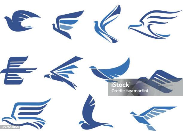 Abstract Fast Flying Blue Birds Stock Illustration - Download Image Now - Eagle - Bird, Animal Wing, Icon Symbol