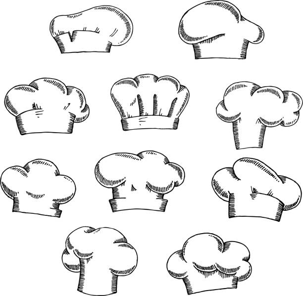 ilustraciones, imágenes clip art, dibujos animados e iconos de stock de chef y baker rígidos o toques bocetos - chef italian culture isolated french culture