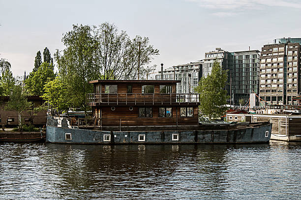 istock Old motorboat in Amsterdam 492543287