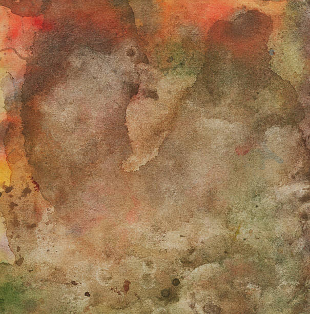istock Watercolor background green red brown orange. Abstract painting 492543668
