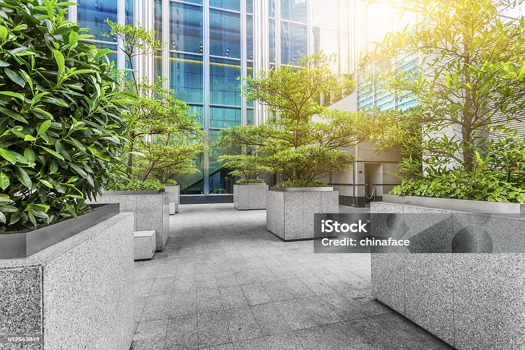 green of office area in hong kong Building Exterior Stock Photo