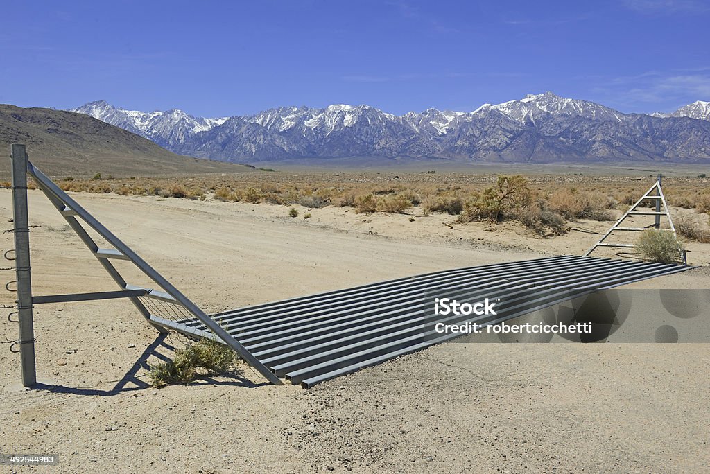 Cattle Guard on Road near Ranch in the Western USA Agriculture Stock Photo