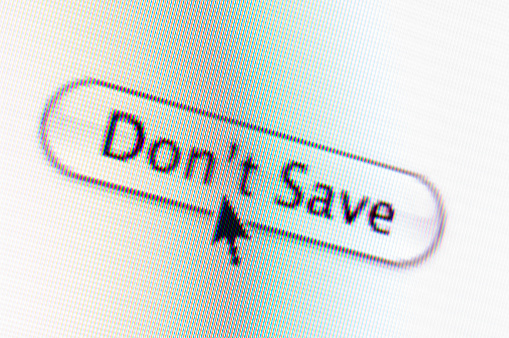 Closeup of a Don't Save process on a computer screen