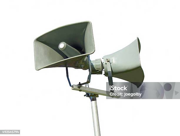 Public Address System Loud Speaker Isolated Stock Photo - Download Image Now - Emergency Siren, Order, Public Address System