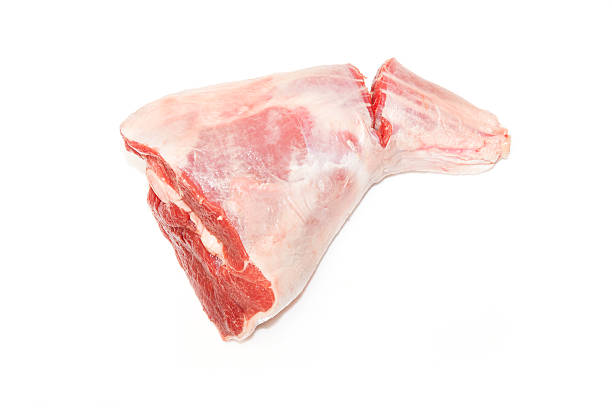 istock Leg of lamb isolated on a white studio background. 492545897