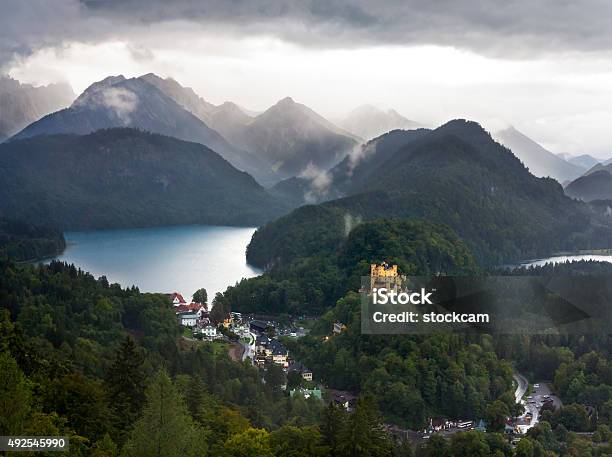 Lake Alpsee And Hohenschwangau Castle Stock Photo - Download Image Now - Neuschwanstein Castle, Germany, Castle