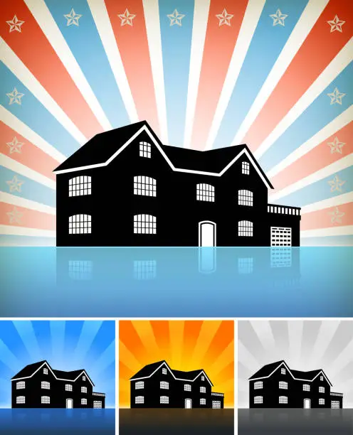 Vector illustration of Residential Building Set with Stars