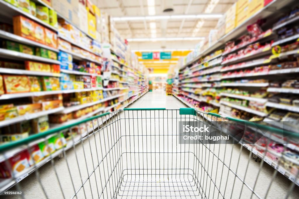 Shopping cart. Supermarket Stock Photo