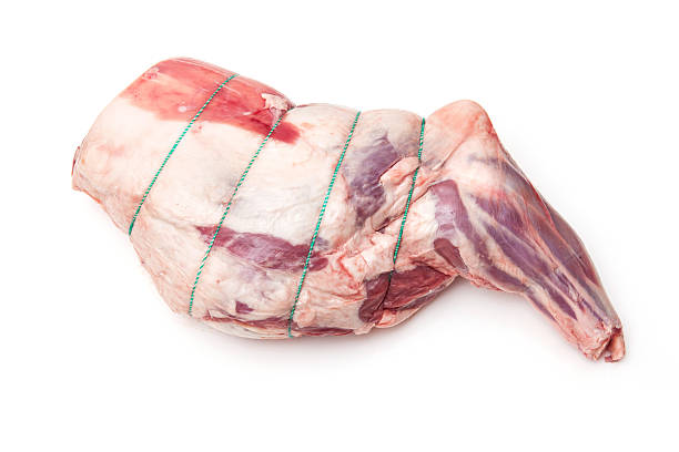 istock Leg of lamb isolated on a white studio background. 492546689