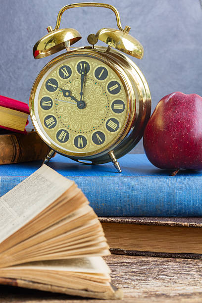 istock pile of books with clock 492547148