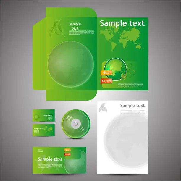 Vector illustration of Eco Corporate Folder Template with Die Cut Design