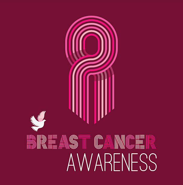 유방암 인식 고취 캠페인을 핑크 리본 of 스트립. - beast cancer awareness month stock illustrations