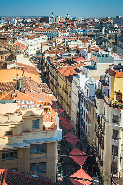 istock Madrid aerial view over central rooftops skyline narrow streets Spain 492549488