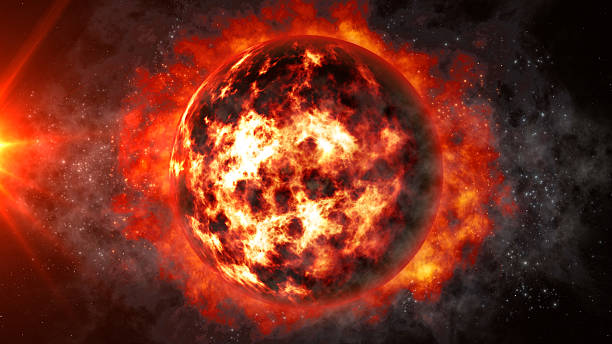 incredibile dead planet - judgement day sky burning red foto e immagini stock