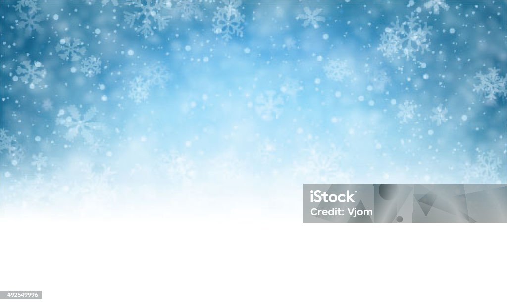 Christmas blue background with snow Winter background with snowflakes and place for text. Christmas blue defocused illustration. Eps10 vector.  Backgrounds stock vector