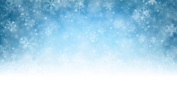 Christmas blue background with snow Winter background with snowflakes and place for text. Christmas blue defocused illustration. Eps10 vector.  snowflake background stock illustrations