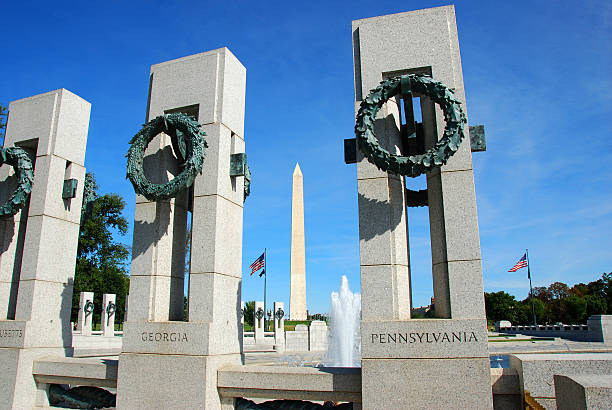 Washington Monument viewed from War Memorial stock photo