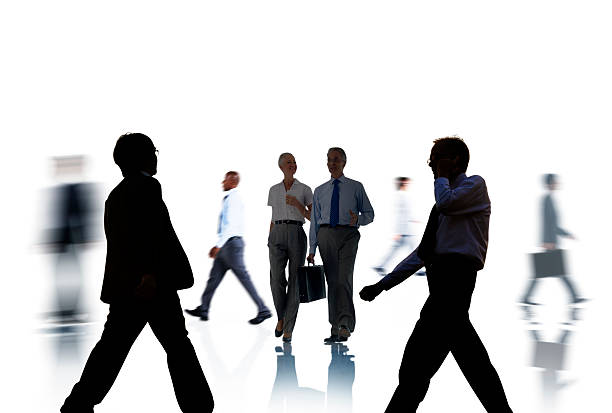 istock Business People Silhouettes Commuting and Isolated on White 492569067