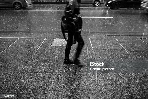 Under The Rain Stock Photo - Download Image Now - Activity, Black And White, Canada