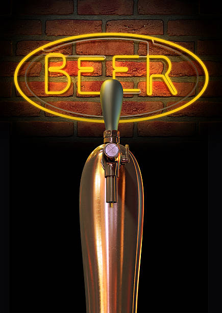 istock Beer Tap Single With Neon Sign 492569701