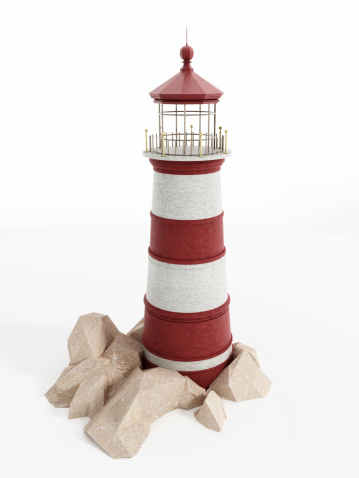 Lighthouse isolated on white. Clipping path is included.