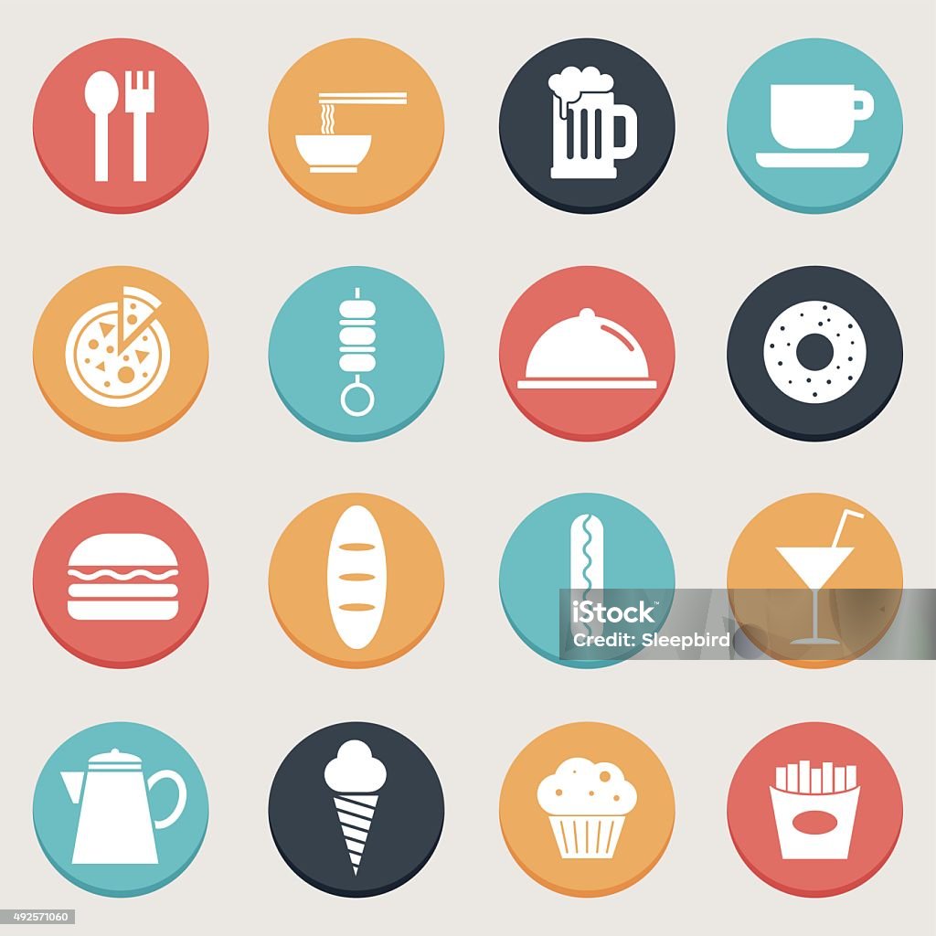 Simple Food Button Food Vector Button Set Stock Illustration - Download Image Now ...