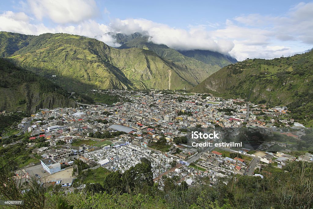 City of Banos, Ecuador City of Banos, Ecuador. View from the Mirador de la Virgen lookout. Banos Stock Photo