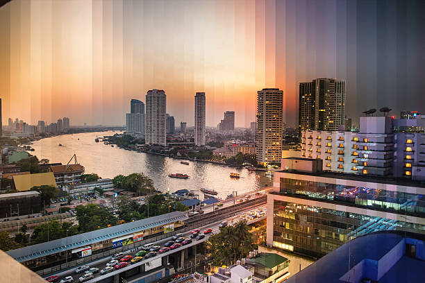 Moving time concept. Evening in Bangkok stock photo