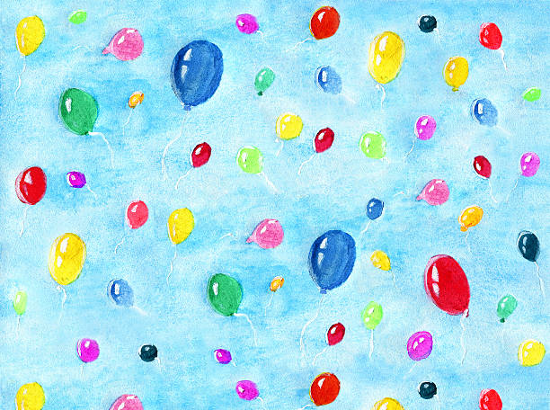 illustrazioni stock, clip art, cartoni animati e icone di tendenza di sfondo di palloncini - balloon moving up child flying