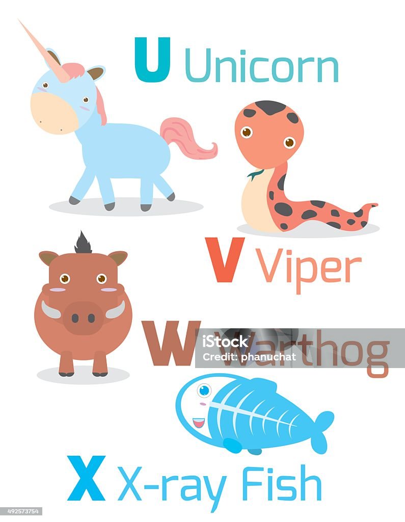 Cute Alphabet With Funny Animals From U To X Stock Illustration - Download  Image Now - 2015, Alphabet, Animal - iStock
