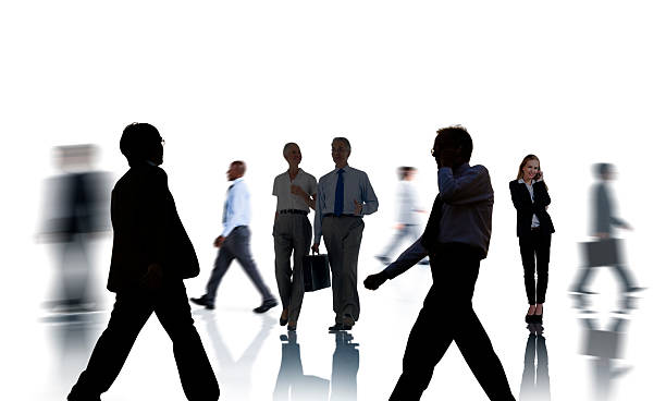 istock Business People Silhouettes Commuting and Isolated on White 492574461