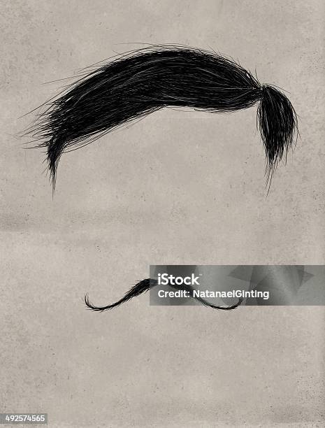 Hair And Curly Mustache Stock Photo - Download Image Now - Wig, Senior Men, Men