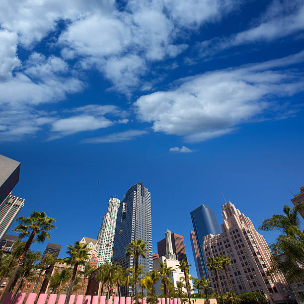 istock LA Downtown Los Angeles Pershing Square palm tress 492576019